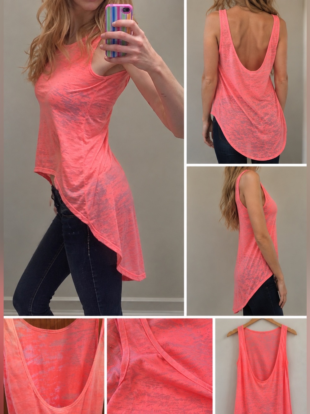 Coral Hi-Low Scoop back tank